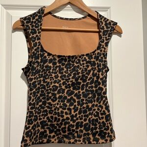 Maeve Leopard Print Tank Top in Black and Tan